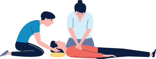 Cpr color icon. Heart massage rescue procedure