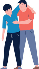 Man help injured person to walk. Medical emergency illustration