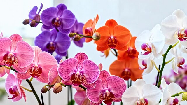 Colorful orchid flowers in bloom
