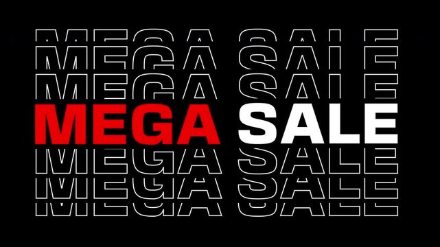 Mega sale motion graphic animation, kinetic typography mega sale animation