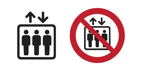 Universal Elevator Out of Service Icon Set – Maintenance and Prohibitory Lift Symbols for Building Safety © Icon Stock Pro