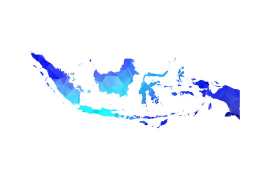 Indonesia map - Polygon Style Vector Illustration in Blue Gradient, Low Poly Geometric Design, Isolated on White Background, Perfect for Infographics, Education, and Modern Presentations.