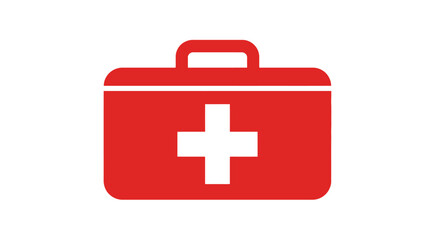 Obraz premium Red first aid kit with white cross symbol.