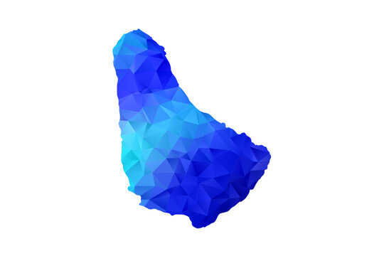 Barbados map - Polygon Style Vector Illustration in Blue Gradient, Low Poly Geometric Design, Isolated on White Background, Perfect for Infographics, Education, and Modern Presentations.