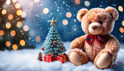 A Teddy Bear Christmas Winter Wonderland Toys And Christmas Tree