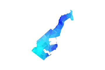 Naklejka premium Monaco map - Polygon Style Vector Illustration in Blue Gradient, Low Poly Geometric Design, Isolated on White Background, Perfect for Infographics, Education, and Modern Presentations.