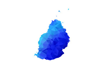 Mauritius map - Polygon Style Vector Illustration in Blue Gradient, Low Poly Geometric Design, Isolated on White Background, Perfect for Infographics, Education, and Modern Presentations. © Whatever