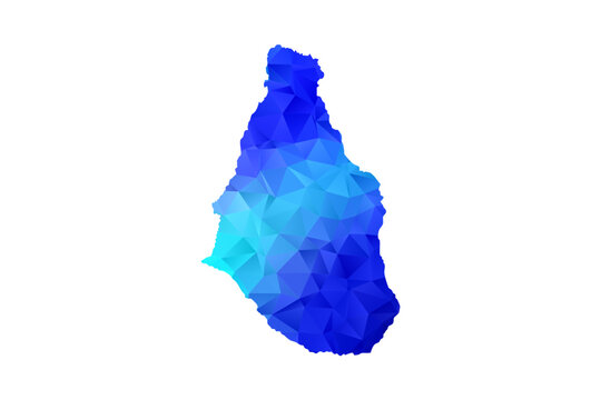 Montserrat map - Polygon Style Vector Illustration in Blue Gradient, Low Poly Geometric Design, Isolated on White Background, Perfect for Infographics, Education, and Modern Presentations.