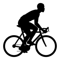 Fototapeta premium Silhouette of a professional cyclist riding a racing bicycle quickly forward