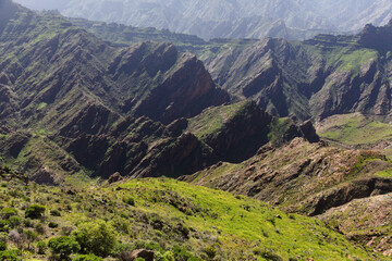 Fototapeta premium Gran Canaria, landscape of the central montainous part of the island, Las Cumbres, Around Acusa cave complex archaeological site 