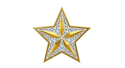 Golden Star Decoration with Intricate White Lattice Design