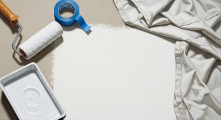 Painting Supplies and White Space for Text or Design.