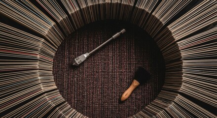 Overhead View of a Wicker Basket with Utensils.