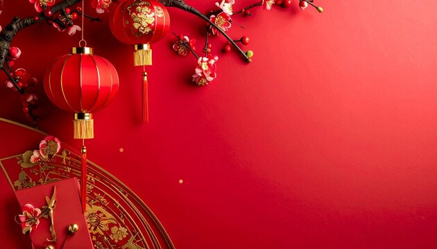 Chinese New Year Red Lanterns Decoration.
