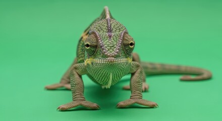 Chameleon on Green Background