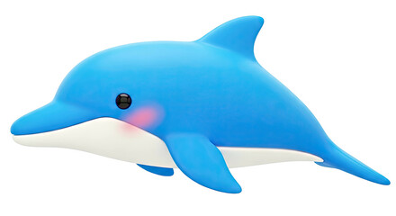 Obraz premium Cute Blue Dolphin 3D Render