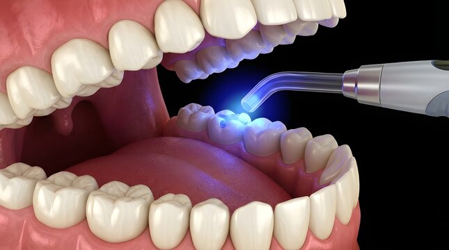 Dental Curing Light Procedure Close-Up Teeth Treatment