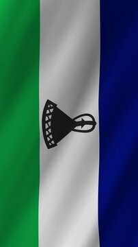 Vertical Lesotho Flag Waving Animation, 4K Quality