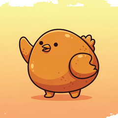 Cartoon Chicken Character with Broken Wing.