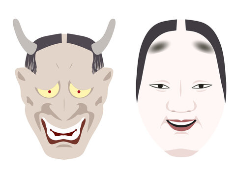 能 お面 能面 おもて 鬼 ベクター イラスト素材