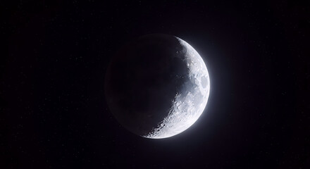 Fototapeta premium Crescent Moon in Dark Space