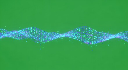 Blue Sparkle Wave on Green Background