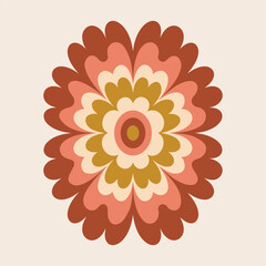 Abstract Retro Flower Vector in Warm Earthy Colors
