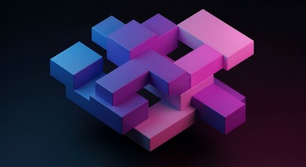 Obraz premium abstract geometric shapes, colorful 3d blocks on dark background