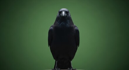 Naklejka premium Black Crow on Green Background