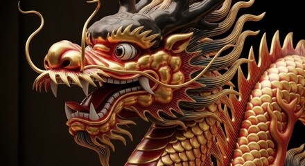 Fototapeta premium Golden Dragon Statue