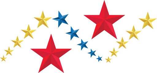 Fototapeta premium Colorful Star Wave Design With Red Blue And Yellow Stars Highlighting Celebration And Unity