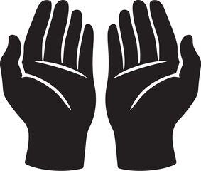 Obraz premium Black Silhouette of Two Open Cupped Hands Vector