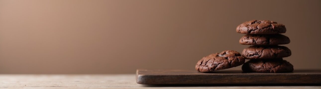 Chocolate cookies stacked on top of each other