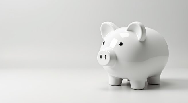 White piggy bank with a black nose