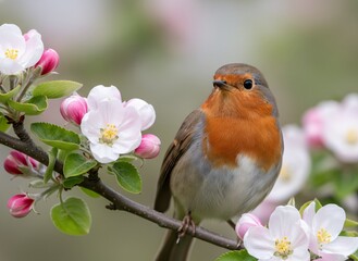 Robin in Apple Blossoms