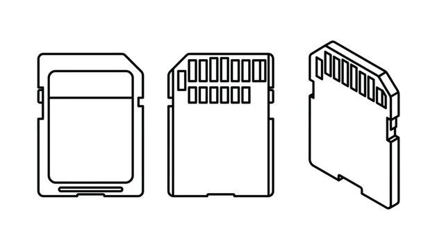 Sd card icon set vector illustration isolated on transparent background in simple style