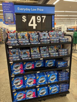 Walmart supercenter interior Oreo Cookie display Avengers