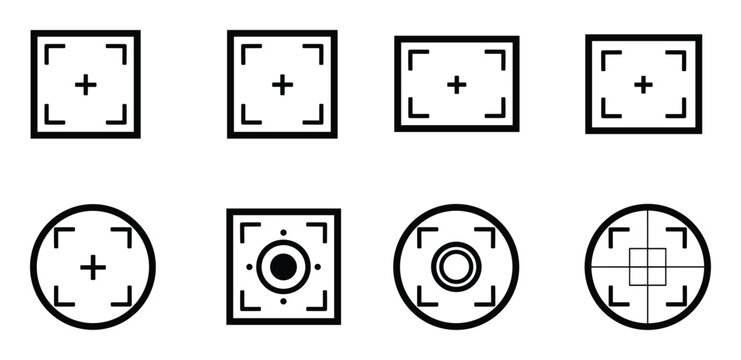Collection of target sight crosshair icons isolated on transparent background for vector art