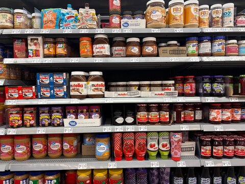 Walmart supercenter interior Peanut butter and jelly section prices Feb 2026