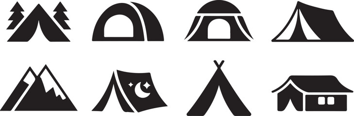 tent camping symbols set tent teepee lodge cabin mountain nights stars © AIcon Star