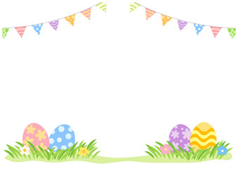 イースター背景 イラスト｜ガーランドと卵