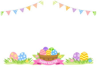 イースター背景素材｜ガーランド付きフレーム