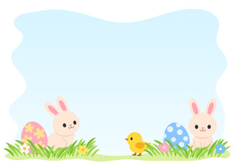 イースター背景｜うさぎとひよこ © Studio Trinity