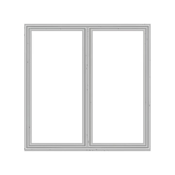 A clean, modern double-pane window frame on a white background, perfect for architectural designs and home improvement projects