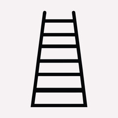 Black Silhouette of a Ladder Against a White Background climbing step