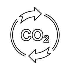 Carbon dioxide cycle illustration arrows circling co2 chemical formula