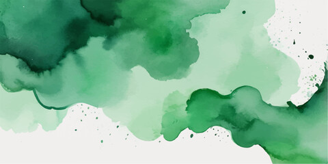 Obraz premium Abstract green watercolor background with water drops