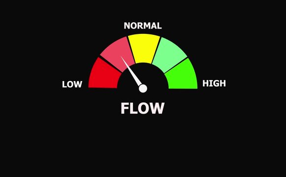 Flow Meter Gauge with Low Normal Levels Indicator Chart.