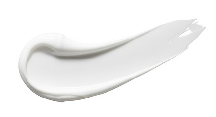A smear of white cream on a pure transparent background for cosmetic or skincare product advertising purposes