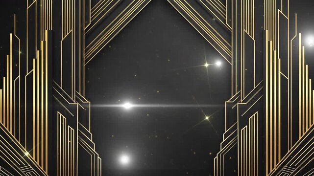Golden Art Deco Frame Background Loop